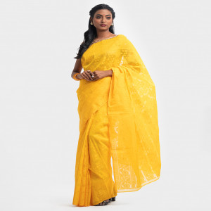 Yellow Half-silk Saree